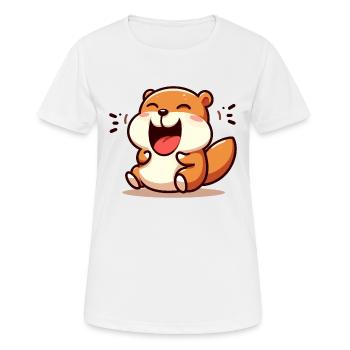 LAUGHING HAMSTER RODENT PET SMALL CHEEK ROUND - Women's Breathable T-Shirt - white - Front - AI Model Female 172 dark (172cm)