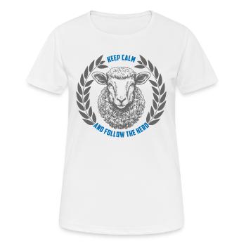 Sheep stay calm and follow the flock - Women's Breathable T-Shirt - white - Front - AI Model Female 172 dark (172cm)