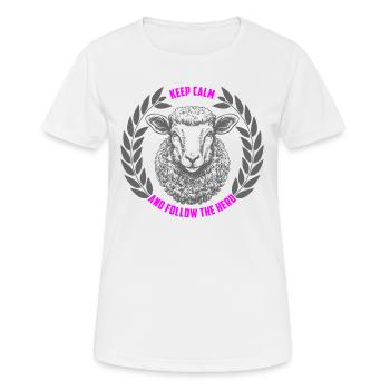 Les moutons restent calmes et suivent le troupeau - T-shirt respirant Femme - blanc - Devant - AI Model Female 172 dark (172cm)