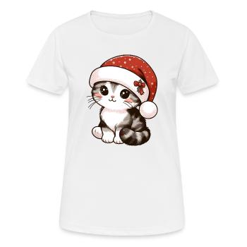 HAUSKATZE MIEZE KÄTZCHEN HAUSTIER WEIHNACHTSMÜTZE - Frauen T-Shirt atmungsaktiv - Weiß - Vorne - AI Model Female 172 dark (172cm)