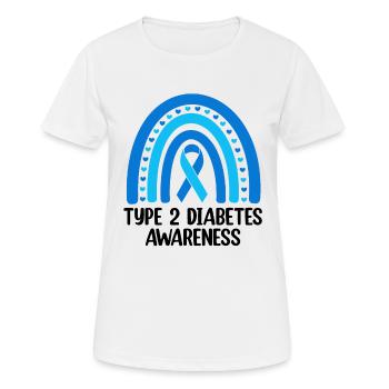 Diabetes-Bewusstsein Blaues Band Regenbogen T1D - Frauen T-Shirt atmungsaktiv - Weiß - Vorne - AI Model Female 172 dark (172cm)