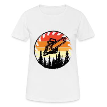 Chainsaw Axe Forester Lumberjack Saw Chain - Women's Breathable T-Shirt - white - Front - AI Model Female 172 dark (172cm)