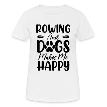 L’aviron et les chiens me rendent heureux Barreur Rameur Chien - T-shirt respirant Femme - blanc - Devant - AI Model Female 172 dark (172cm)