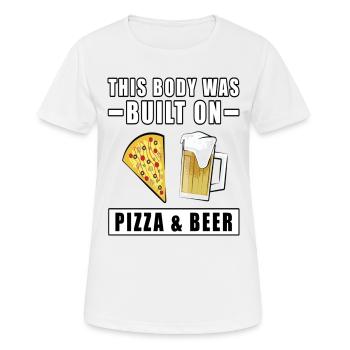 Ce corps a été construit sur la bière à pizza - T-shirt respirant Femme - blanc - Devant - AI Model Female 172 dark (172cm)