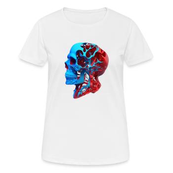 Anatomische Zeichnung Kopf Rot Blau - Frauen T-Shirt atmungsaktiv - Weiß - Vorne - AI Model Female 172 dark (172cm)