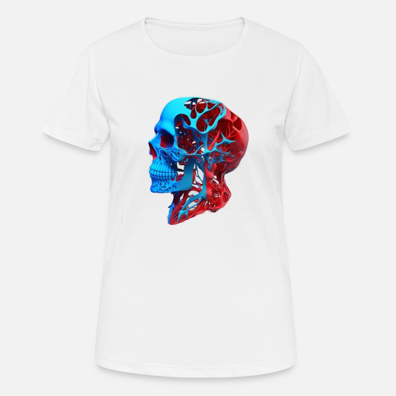 Anatomical drawing head red blue - Women's Breathable T-Shirt - white