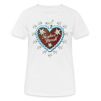 Lebkuchenherz Fesches Dirndl - Frauen T-Shirt atmungsaktiv - Weiß - Vorne - AI Model Female 172 dark (172cm)