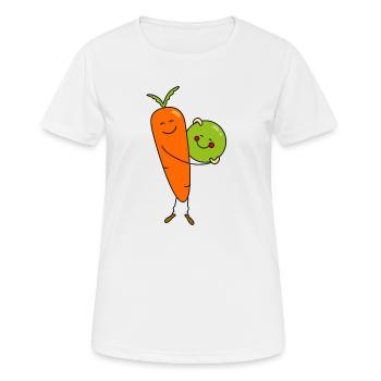Möhre und Erbse - Frauen T-Shirt atmungsaktiv - Weiß - Vorne - AI Model Female 172 dark (172cm)