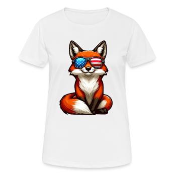 Fuchs Amerika Unabhängigkeitstag Stars and Stripes - Frauen T-Shirt atmungsaktiv - Weiß - Vorne - AI Model Female 172 dark (172cm)