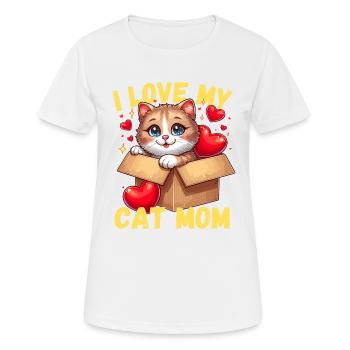 Chat chats chaton chat maman fête des mères amour - T-shirt respirant Femme - blanc - Devant - AI Model Female 172 dark (172cm)