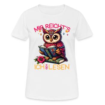 Buch Bücher Eule Uhu Eulen Literatur Lesen lustig - Frauen T-Shirt atmungsaktiv - Weiß - Vorne - AI Model Female 172 dark (172cm)