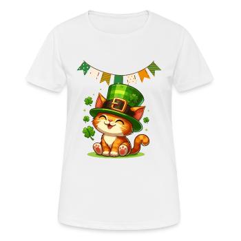 Chat St Patrick Irlande Irlandais Shamrock Chance Fun - T-shirt respirant Femme - blanc - Devant - AI Model Female 172 dark (172cm)