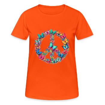 Happy Earth Day Peace Schmetterlinge Frieden Natur - Frauen T-Shirt atmungsaktiv - Neonorange - Vorne - AI Model Female 172 dark (172cm)