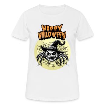 Happy Halloween Spider Spider Web Witch Witch Hat - Women's Breathable T-Shirt - white - Front - AI Model Female 172 dark (172cm)