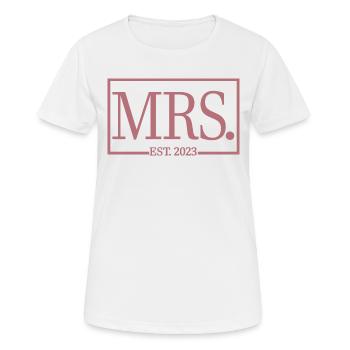 Mme Est. 2023 Fiançailles Mariage Douche nuptiale - T-shirt respirant Femme - blanc - Devant - AI Model Female 172 dark (172cm)