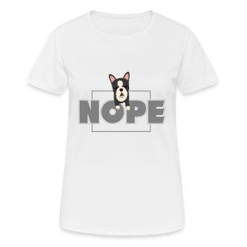 Boston Terrier, Boston Terrier Boston Terrier - Frauen T-Shirt atmungsaktiv - Weiß - Vorne - AI Model Female 172 dark (172cm)