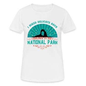 Arches National Park, Arches National Park Hiking - Women's Breathable T-Shirt - white - Front - AI Model Female 172 dark (172cm)