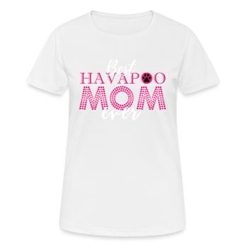 havapoo, havapoo havapoo himmel, Pudel Mischling, - Frauen T-Shirt atmungsaktiv - Weiß - Vorne - AI Model Female 172 dark (172cm)