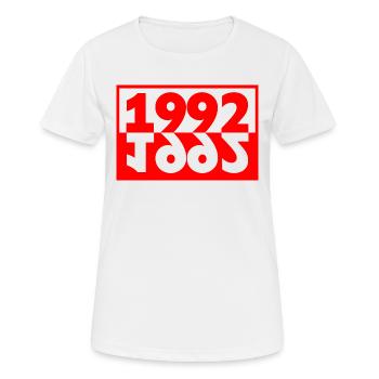 Minimalist text 1992 30 years anniversary - Women's Breathable T-Shirt - white - Front - AI Model Female 172 dark (172cm)