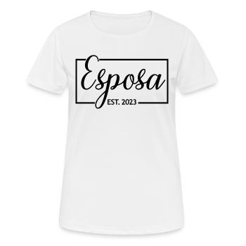 Esposa Est. 2023 Ehefrau wird Braut Paar Hochzeit - Frauen T-Shirt atmungsaktiv - Weiß - Vorne - AI Model Female 172 dark (172cm)
