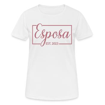Esposa Est. 2023 Ehefrau wird Braut Paar Hochzeit - Frauen T-Shirt atmungsaktiv - Weiß - Vorne - AI Model Female 172 dark (172cm)
