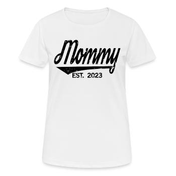 2023, bientôt maman, révélation de grossesse - T-shirt respirant Femme - blanc - Devant - AI Model Female 172 dark (172cm)