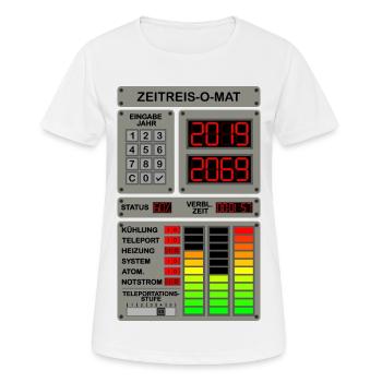 50 Jahre in der Zeit reisen - Zeitreise Computer - Frauen T-Shirt atmungsaktiv - Weiß - Vorne - AI Model Female 172 dark (172cm)