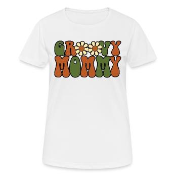 Retro Groovy Mommy Matching Family Baby Shower - Women's Breathable T-Shirt - white - Front - AI Model Female 172 dark (172cm)