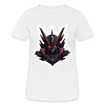 Battle Mech Cyber Mech Warrior Emblem Sci-Fi Robot - Women's Breathable T-Shirt - white - Front - AI Model Female 172 dark (172cm)