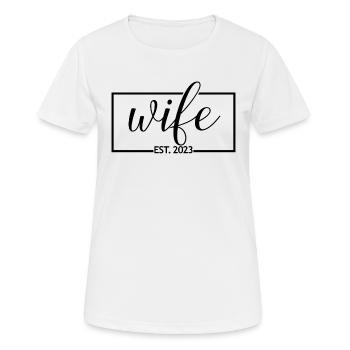 Femme Est. 2023 Fiançailles Douche Nuptiale Mariage - T-shirt respirant Femme - blanc - Devant - AI Model Female 172 dark (172cm)