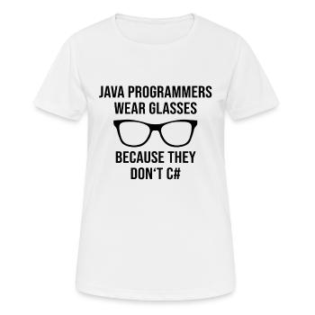 Programmeur Java Developer Glasses - T-shirt respirant Femme - blanc - Devant - AI Model Female 172 dark (172cm)
