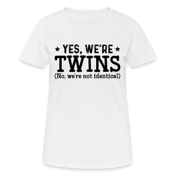 Oui, nous sommes jumeaux - T-shirt respirant Femme - blanc - Devant - AI Model Female 172 dark (172cm)