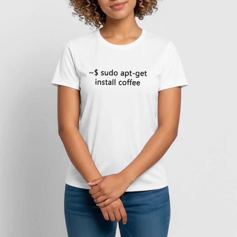 sysadmin linux sudo apt-get coffee programmer T-shirt respirant Femme