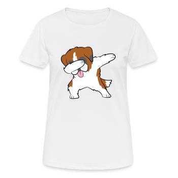 Dabbing Bernhardiner Dabbing chien danse - T-shirt respirant Femme - blanc - Devant - AI Model Female 172 dark (172cm)