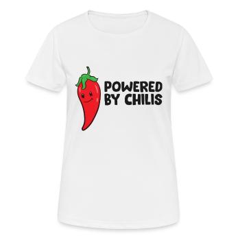 Funny Chili Lover Powered By Chilis - Women's Breathable T-Shirt - white - Front - AI Model Female 172 dark (172cm)