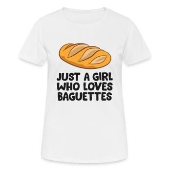 Baguette Girl Juste une fille qui aime les baguettes - T-shirt respirant Femme - blanc - Devant - AI Model Female 172 dark (172cm)