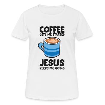 Le café me fait avancer Jésus me fait avancer - T-shirt respirant Femme - blanc - Devant - AI Model Female 172 dark (172cm)
