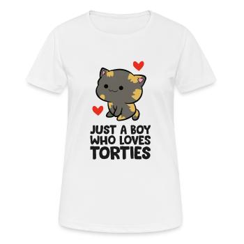 Chat en écaille de tortue Juste un garçon, la tortue - T-shirt respirant Femme - blanc - Devant - AI Model Female 172 dark (172cm)