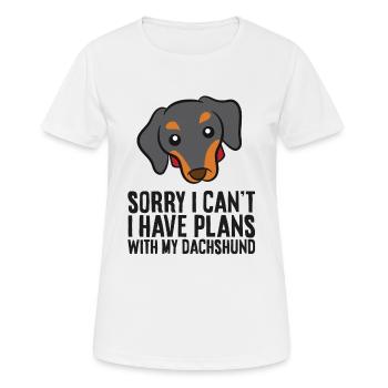 Ich kann leider nicht, ich habe Pläne mit meinem - Frauen T-Shirt atmungsaktiv - Weiß - Vorne - AI Model Female 172 dark (172cm)