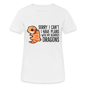 Ich kann leider nicht, ich habe Pläne mit meinen - Frauen T-Shirt atmungsaktiv - Weiß - Vorne - AI Model Female 172 dark (172cm)
