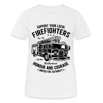FIRE FIGHTERS TRUCK - Feuerwehr Truck Shirt Motiv - Frauen T-Shirt atmungsaktiv - Weiß - Vorne - AI Model Female 172 dark (172cm)