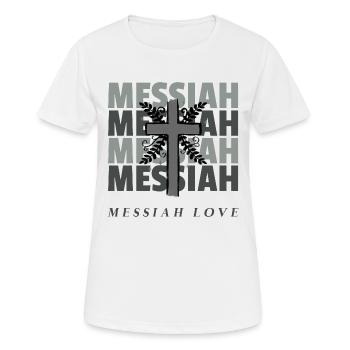 T-shirts chrétiens | MESSIA LOVE - T-shirt respirant Femme - blanc - Devant - AI Model Female 172 dark (172cm)