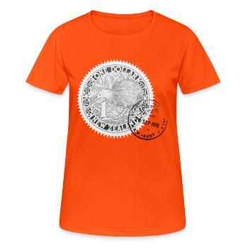 Neuseeland Briefmarke - Frauen T-Shirt atmungsaktiv - Neonorange - Vorne - AI Model Female 172 dark (172cm)