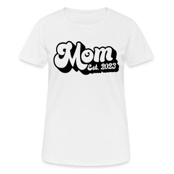 2023, Maman en devenir, Révélation de grossesse - T-shirt respirant Femme - blanc - Devant - AI Model Female 172 dark (172cm)