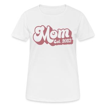 2023, Maman en devenir, Révélation de grossesse - T-shirt respirant Femme - blanc - Devant - AI Model Female 172 dark (172cm)