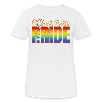 Logo Gay Pride LGBT Coeur Mon cœur bat avec fierté - T-shirt respirant Femme - blanc - Devant - AI Model Female 172 dark (172cm)