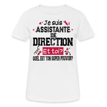Assistante Direction Super Pouvoir Cadeau Humour - T-shirt respirant Femme - blanc - Devant - AI Model Female 172 dark (172cm)