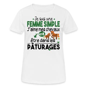 Cheval Poney Equestre Chevaux Cadeau Paturage - T-shirt respirant Femme - blanc - Devant - AI Model Female 172 dark (172cm)