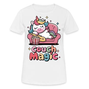 Couch-Magie - Frauen T-Shirt atmungsaktiv - Weiß - Vorne - AI Model Female 172 dark (172cm)