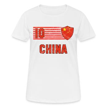 China Fußball Mannschaft - Frauen T-Shirt atmungsaktiv - Weiß - Vorne - AI Model Female 172 dark (172cm)